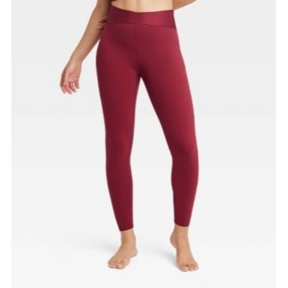JoyLab  Women's High-Rise Wrap Waistband Leggings Wine Red Size XS